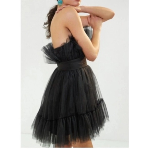 Dance & Marvel Ruffled Tulle Mini Dress Black Anthropologie NWT - Picture 1 of 6